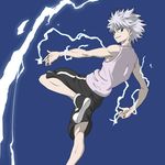  1boy electricity highres hunter_x_hunter killua_zoldyck male male_focus solo white_hair 