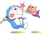  crayon_shin-chan crossover doraemon doraemon_(character) no_humans sword tongue ueyama_michirou weapon 