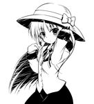  angel_beats! blazer blush bug butterfly greyscale hat insect itamochi jacket monochrome ribbon school_uniform skirt solo straw_hat tenshi_(angel_beats!) uniform 