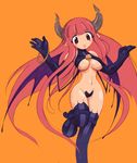  1girl breasts cross_eyed demon_girl disgaea female gloves hips horns pink_hair solo succubus succubus_(disgaea) underboob wide_hips wings 