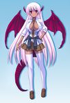  blush breasts cleavage demon demon_wings horns long_hair pink_hair red_eyes tail uniform wings 