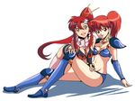  asagiri_youko bikini bikini_armor crossover fantastic_adventure_of_yohko_leda leda_the_fantastic_adventure_of_yohko ponytail red_eyes red_hair swimsuit tengen_toppa_gurren-lagann thighhighs tonbo yellow_eyes yoko_ritona 