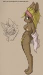  2011 anthro blonde_hair breasts brown_eyes brown_fur clothing conditional_dnp female fur guide_lines hair headband jay_naylor lagomorph mammal nipples nude pubes rabbit sissy_(jay_naylor) sketch solo standing undressing url 