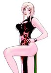  artist_request ass aya_brea blonde_hair blue_eyes blush breasts china_dress chinese_clothes dress jpeg_artifacts large_breasts legs lips lipstick long_legs makeup parasite_eve side_slit solo thighs wristband 