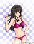  amagami black_hair bra curly_hair hairband hand_on_hip lingerie long_hair morishima_haruka panties solo underwear underwear_only yoshijima_ataru 