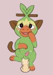  anal anal_penetration balls blush cum cybera flora_fauna grookey leaf male male/male mammal nintendo penetration penis plant pok&eacute;mon pok&eacute;mon_(species) primate small_penis video_games 