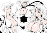  bad_id bad_pixiv_id bare_shoulders basquash! breasts cleavage covered_nipples crossover earrings haruka_gracia huge_breasts jewelry kasuga_(sengoku_basara) monochrome multiple_girls musashino_sekai ninja one_eye_closed ponytail queen's_blade risty scarf sengoku_basara sunglasses 