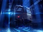  bad_pixiv_id copyright_request ground_vehicle indoors locomotive night no_humans railroad_tracks scenery train vania600 