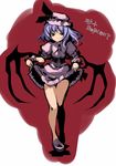  hat hermmy lavender_hair legs red_eyes remilia_scarlet skirt skirt_lift solo touhou translated 