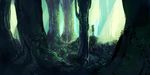 bad_id bad_pixiv_id cloak forest link male_focus nature scenery solo the_legend_of_zelda tree uichi 
