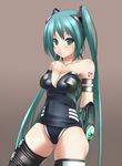  alternate_costume aoinagi breasts cleavage duplicate green_eyes green_hair hatsune_miku long_hair medium_breasts solo thighhighs twintails vocaloid 