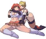  blonde_hair blue_eyes boots brown_hair cameltoe candy_cane_(rumble_roses) elbow_gloves eyepatch garter_belt gloves green_eyes kawacchi_hirohiro miss_spencer multiple_girls panties plaid plaid_skirt plump rumble_roses skirt sleeves_rolled_up thighhighs underwear upskirt 