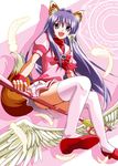  animal_ears bad_id bad_pixiv_id clannad feathers fox_ears fox_tail fujibayashi_kyou legs long_hair magical_girl naka_noboru purple_eyes purple_hair sidesaddle solo staff tail teeth thighhighs upskirt wings 