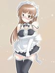  bad_id bad_pixiv_id blush brown_eyes brown_hair copyright_request elbow_gloves glasses gloves long_hair maid maid_headdress mito_tsubaki solo thighhighs zettai_ryouiki 