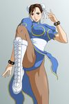  blush breasts capcom chun-li double_bun double_buns female gradient gradient_background solo street_fighter x_bokkis 