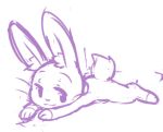  female feral fur lagomorph looking_back lying mammal monochrome notepaddy on_front rabbit simple_background sindy sketch smile solo spread_legs spreading white_background 