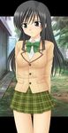  black_hair blush brown_eyes highres kotegawa_yui long_hair ribbon school_uniform seifuku skirt to_love-ru toloveru 