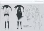  absurdres black_gold_saw black_hair black_rock_shooter black_rock_shooter_(character) character_sheet highres horns huge_filesize huke jacket scar translation_request twintails uneven_twintails 