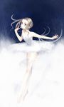  ballerina ballet blue_eyes brown_hair full_body leotard nobu_(nobudokoro) original pantyhose plantar_flexion solo white_legwear 
