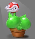  2019 acstlu anus backsack balls butt flora_fauna grey_background looking_back male mario_bros nintendo piranha_plant plant rear_view sharp_teeth simple_background smile solo teeth video_games water 