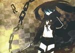  absurdres black_hair black_rock_shooter black_rock_shooter_(character) blue_eyes chain highres huge_filesize huke jacket long_hair scar solo sword twintails weapon 
