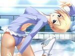  ass blonde_hair blue_eyes costume figure_skating ice_rink ice_skates open_mouth short_hair skates skating_rink thighhighs 