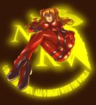  alpha_(smashbox) ass bad_id bad_pixiv_id blue_eyes breasts covered_nipples glowing hair_ornament hairclip long_hair lying neon_genesis_evangelion neon_lights nerv orange_hair plugsuit skin_tight small_breasts solo souryuu_asuka_langley 