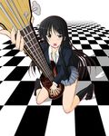 akiyama_mio bass_guitar checkered instrument k-on! school_uniform solo su-35_(artist) 