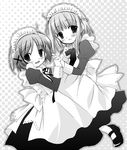  aogiri_sei greyscale hidamari_sketch holding_hands maid monochrome multiple_girls nazuna yuno 