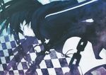  absurdres black_hair black_rock_shooter black_rock_shooter_(character) chain checkered front-tie_top highres huge_filesize huke jacket solo star twintails 