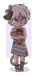  2018 aggie_(artist) anthro bow brown_fur clothed clothing crying cub cute_fangs didelphid digital_media_(artwork) dress female fur hair holding_object legwear mammal marsupial plushie purple_eyes simple_background socks solo standing tears teeth white_hair young 