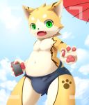  2016 4_fingers cellphone clothed clothing cute_fangs felid feline green_eyes male mammal navel phone rann solo topless young 