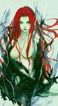  blue_skin breasts cleavage devil_may_cry devil_may_cry_3 jun_(ash) large_breasts long_hair nevan red_hair solo topless 