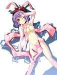  bottomless breasts electricity hat large_breasts nagae_iku nipples nu_(plastic_eraser) open_clothes open_shirt ribbon scarf see-through shirt solo touhou 