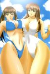  2girls breasts dead_or_alive highres hitomi_(doa) lei_fang long_hair multiple_girls swimsuit tan tanline tanlines tecmo underboob 