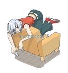  another_code another_code_r ashley_mizuki_robbins brown_eyes chair cing controller denim game_console jeans pants remote_control short_hair sleeveless solo vector_trace white_hair wii 