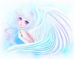  angel breasts purple_eyes sideboob small_breasts solo wings 