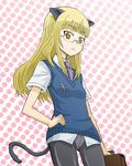  animal_ears blonde_hair crotch_seam glasses ishioto long_hair pantyhose perrine_h_clostermann school_uniform solo strike_witches world_witches_series 