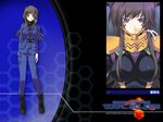  black_hair bodysuit muvluv muvluv_alternative_total_eclipse pilot_suit purple_eyes ribbon takamura_yui wallpaper 