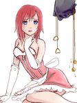  bdsm bell blue_eyes elbow_gloves female girl gloves kairi kingdom_hearts lowres maid nipple_clamps nipples red_hair sitting you_gonna_get_raped 