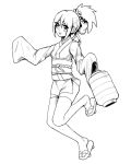  1girl alternate_costume breasts donburikazoku looking_at_viewer medium_hair monochrome oura_kanako ponytail sayonara_zetsubou_sensei sidelocks simple_background sleeves_past_wrists smile solo white_background 