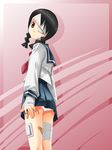  bad_id bad_pixiv_id bandage_over_one_eye bandages black_hair braid eyepatch kobushi_abiru panties sayonara_zetsubou_sensei school_uniform solo twin_braids umekichi underwear upskirt 