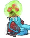  1girl blonde_hair lowres metroid metroid_(creature) nintendo samus_aran vore zero_suit 