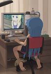  ana_coppola barefoot blue_hair computer feet ichigo_mashimaro izumi_konata long_hair lucky_star masturbate masturbation soles toes 