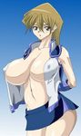  bb huge_breasts miniskirt open_shirt tenjouin_asuka yuu-gi-ou yuu-gi-ou_gx zahkey 