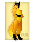  anthro black_fur canid canine claws crossed_arms dipstick_tail fox fur gloves_(marking) jake_(jakethefox) male mammal markings multicolored_tail orange_fur simple_background socks_(marking) yellow_claws yellow_eyes yellow_fur 