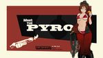  1girl bodysuit bra female highres lingerie panties pyro red_slug solo tattoo team_fortress_2 the_pyro tongue underwear undressing weapon 