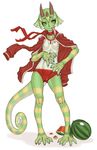  :p bodypaint breasts buruma camouflage chameleon copyright_request furry highres horns jon_henry_nam lizard monster_girl small_breasts solo tongue tongue_out 