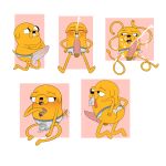  adventure_time balls bulge canid canine canis cartoon_network clothing domestic_dog enookie erection erection_under_clothes jake_the_dog male mammal penis torn_clothing underwear 