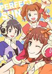  amami_haruka antenna_hair face headphones idolmaster idolmaster_(classic) idolmaster_1 kikuchi_makoto multiple_girls peg pop_sound_blossom takatsuki_yayoi twintails 